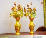 Lọ hoa tứ quý bằng đồng dát vàng cao 36cm