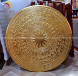 Tranh trống đồng đồng vàng dát vàng KT 90x90cm