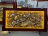 Tranh vinh hoa phú quý đồng vàng xước dát khung đục 1m7x90cm