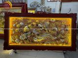 Tranh vinh hoa phú quý đồng vàng xước dát khung đục 1m7x90cm