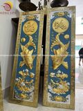 Tranh lý ngư vọng nguyệt đồng vàng mạ vàng 24k KT 1m2x40cm