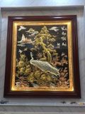 Tranh vinh hoa phú quý 1m55x88cm đồng vàng dát vàng bạc
