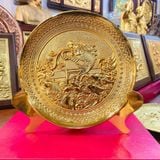 Tranh đĩa cá vượt vũ môn bằng đồng vàng mạ vàng 24k đk 19cm