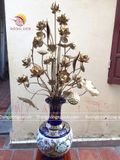 Bó hoa sen đồng 30 cành màu hun nâu cao 70cm trang trí ban thờ
