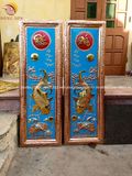 Tranh lý ngư vọng nguyệt đồng vàng dát vàng bạc 1mx40cm khung đồng