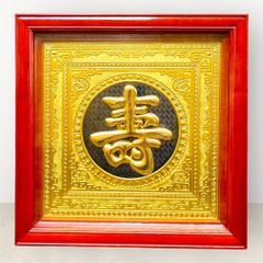 Tranh chữ Thọ dát vàng KT68x68cm - tranh quà tặng Đồng Đông Sơn