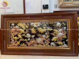 Tranh cửu ngư quần hội đồng vàng dát vàng bạc KT 2m31x1m27