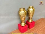 Đôi lọ hoa trúc mẫu cổ bằng đồng catut 38cm cực đẹp