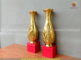 Đôi lọ hoa cành nho mẫu cổ bằng đồng cát tút cao 61cm