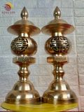 Đèn dầu đồng đỏ đúc cao 50cm - Đồ thờ bằng đồng đẹp