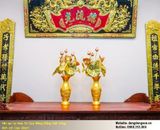 Lọ hoa tứ quý bằng đồng dát vàng cao 36cm