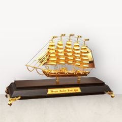 Mô thuyền buồm bằng đồng mạ vàng 24K KT 31cm (Mẫu 11) - Quà tặng