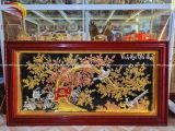 Tranh vinh hoa phú quý đồng vàng dát vàng bạc chữ phúc hán kt 1m7x90cm