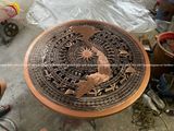 Tranh trống đồng đỏ đúc KT 95x95cm