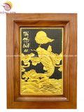 Tranh cá vượt vũ môn đồng vàng mạ 24k KT 28x38cm
