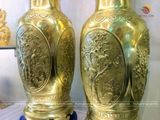Đôi lục bình tứ quý bằng đồng cát tút cao 60cm