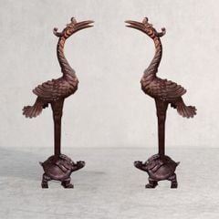 Đôi hạc thờ đồng đỏ 160cm màu đỏ mộc