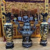 Đôi lục bình bằng đồng đỏ chạm tứ quý dát tam khi cao 1m73 - Lục bình cỡ lớn