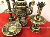 Tam sự bằng đồng vàng màu giả cổ 60cm