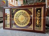 Tranh trống đồng lục bình hoa sen dát vàng KT 1m97x1m07