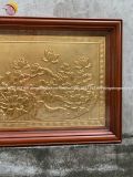 Tranh hoa sen đồng vàng mạ vàng 24k KT 61x88cm