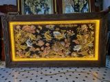 Tranh cửu ngư quần hội đồng đỏ dát vàng bạc khung đục KT 1m7x90cm
