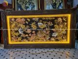 Tranh cửu ngư quần hội đồng đỏ dát vàng bạc khung đục KT 1m7x90cm
