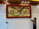 Tranh ngọc đường phú quý đồng vàng dát vàng bạc 2m3x1m2 khung xoắn