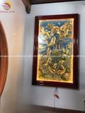 Tranh cá chép vượt vũ môn bằng đồng vàng dát vàng KT 1m9x88cm
