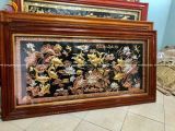 Tranh cửu ngư quần hội đồng đỏ dát vàng bạc KT 1m7x90cm