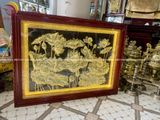 Tranh hoa sen bằng đồng vàng giả cổ kích thước 1m29x89cm