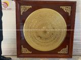 Tranh trống đồng đúc bằng đồng vàng dát vàng 24k KT 1m07x1m07
