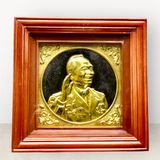 Tranh Bác Giáp chân dung bằng đồng vàng KT38x38cm - Tranh quà tặng Đồng Đông Sơn