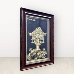 Tranh Chùa Một Cột bằng đồng nền đen KT 28x38cm - Tranh quà tặng Đồng Đông Sơn