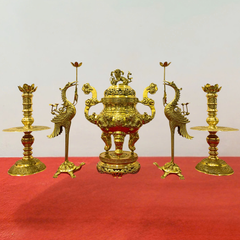 Ngũ sự bằng đồng vàng màu vàng bóng 60cm