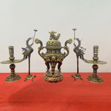 Ngũ sự bằng đồng vàng màu giả cổ 65cm