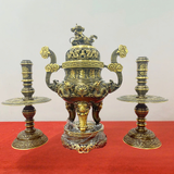 Tam sự bằng đồng vàng màu giả cổ 65cm