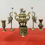 Tam sự bằng đồng vàng màu giả cổ 60cm