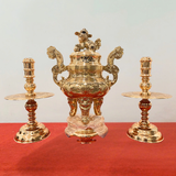 Tam sự bằng đồng đỏ màu đỏ mộc 70cm