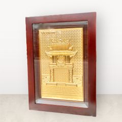 Tranh Văn Miếu mạ vàng 24k kích thước 28x38cm - Tranh quà tặng Đồng Đông Sơn