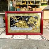 Tranh thuận buồm xuôi gió dát vàng KT68x108cm - tranh quà tặng Đồng Đông Sơn