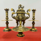 Tam sự bằng đồng vàng màu giả cổ 60cm