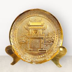 Tranh Văn Miếu mạ vàng 24k đường kính 20cm - Tranh quà tặng Đồng Đông Sơn