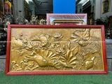 Tranh hoa sen đồng vàng làm màu giả cổ KT 1m55x88cm