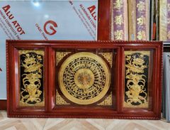 Tranh trống đồng lục bình hoa sen dát vàng vẽ nền KT 1m76x1m07