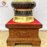 Quả trống đúc đồng đỏ đường kính 40cm dát vàng 24k và làm màu - Trống đồng Ngọc Lũ đúc nổi