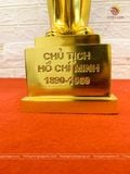Tượng Bác Hồ đứng chào đồng đỏ dát vàng cao 44cm - Đồng Đông Sơn