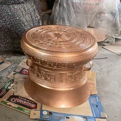 Quả trống đúc đồng đỏ đường kính 50cm màu đồng - Trống đồng Ngọc Lũ đúc nổi