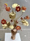 Bó hoa sen đồng 20 cành màu vàng mix đỏ cao 90cm trang trí ban thờ mẫu 3