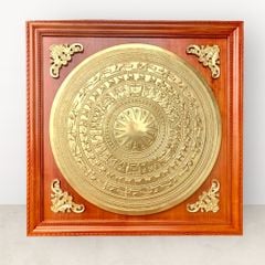 Tranh trống gò đồng vàng thếp vàng 24k KT 127x127cm